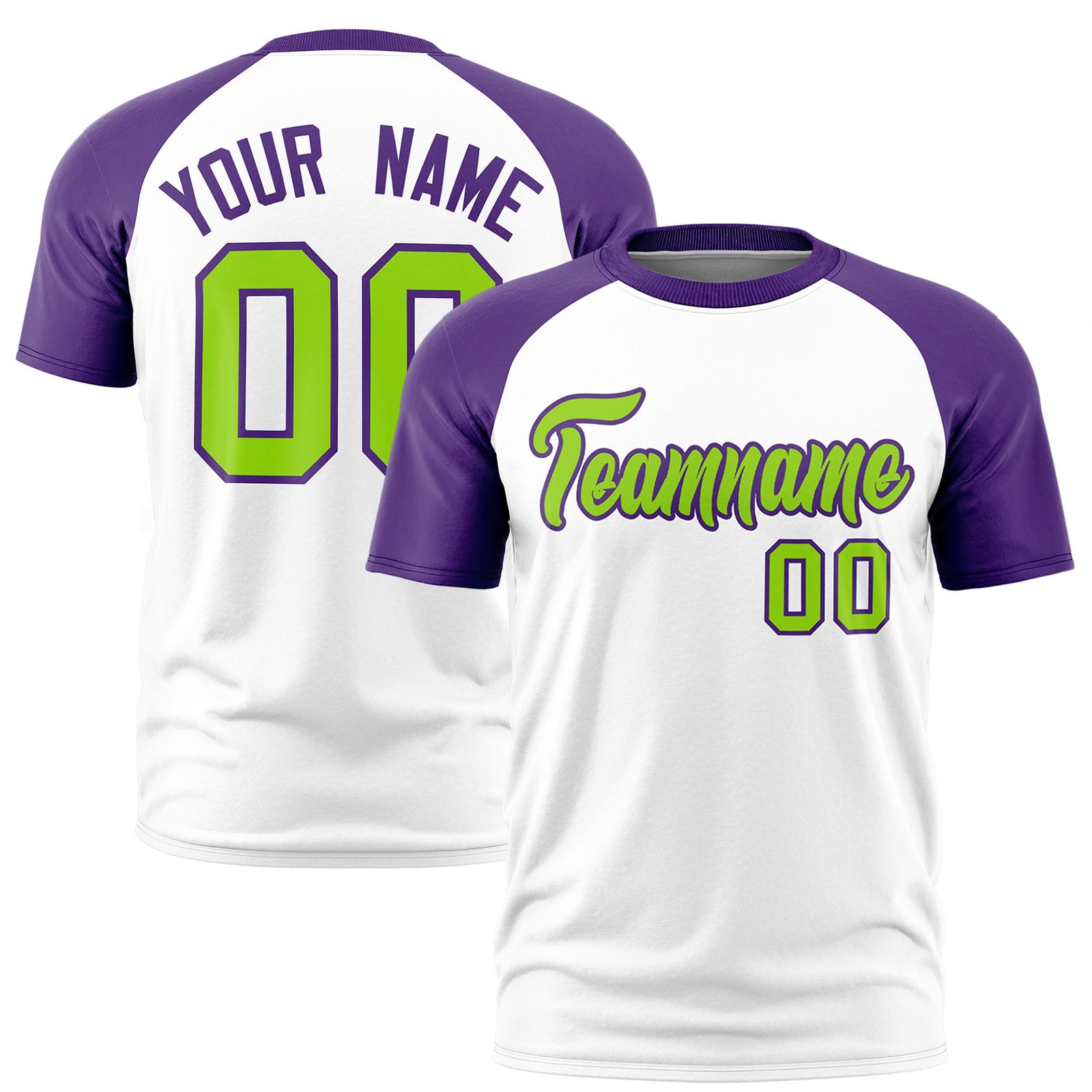 Custom White Purple Raglan Sleeves Performance T-Shirt