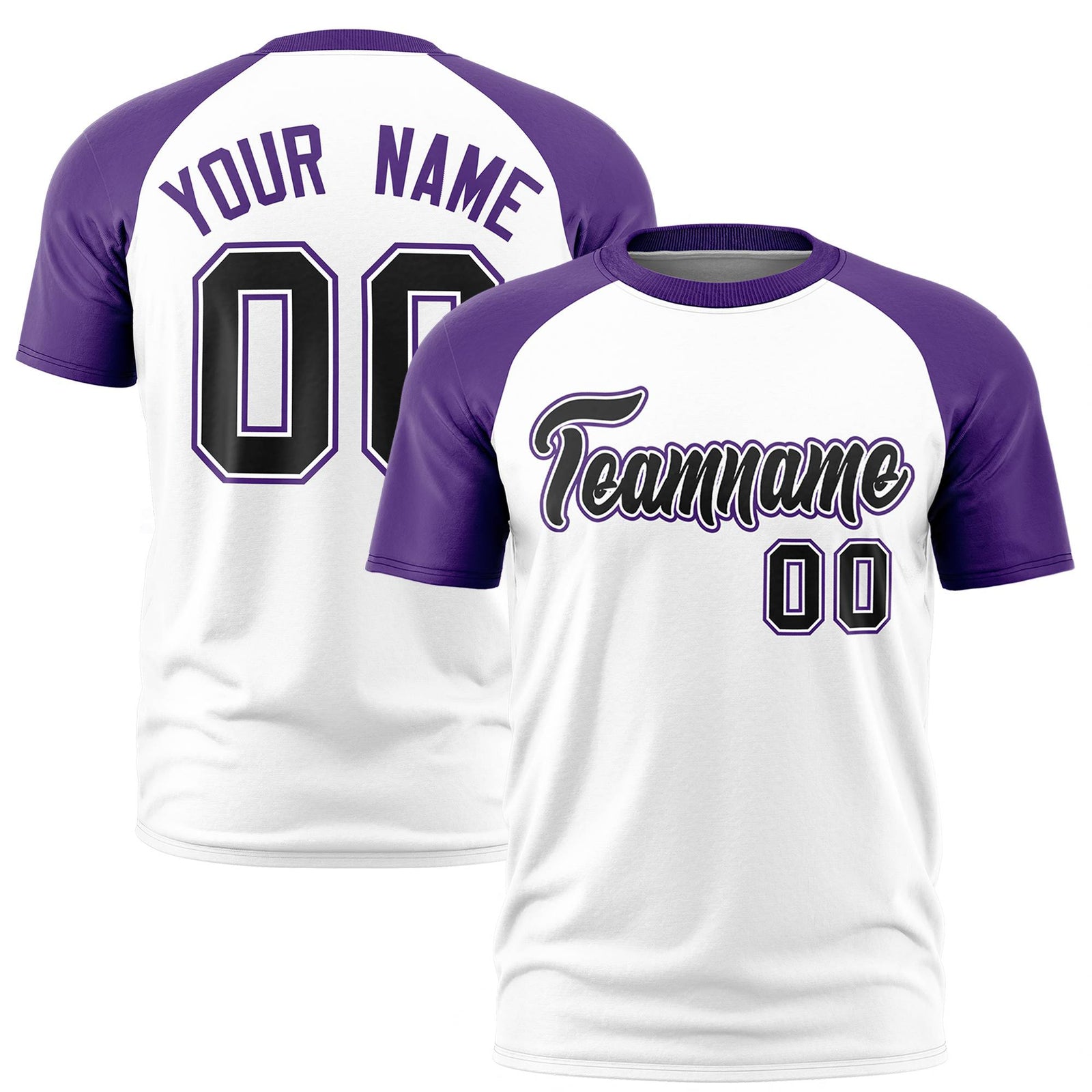 Custom White Purple Raglan Sleeves Performance T-Shirt