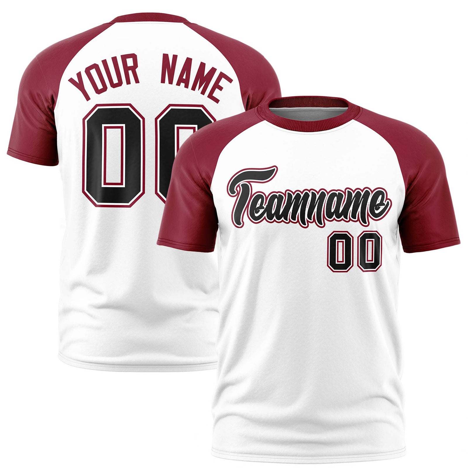 Custom White Crimson Raglan Sleeves Performance T-Shirt