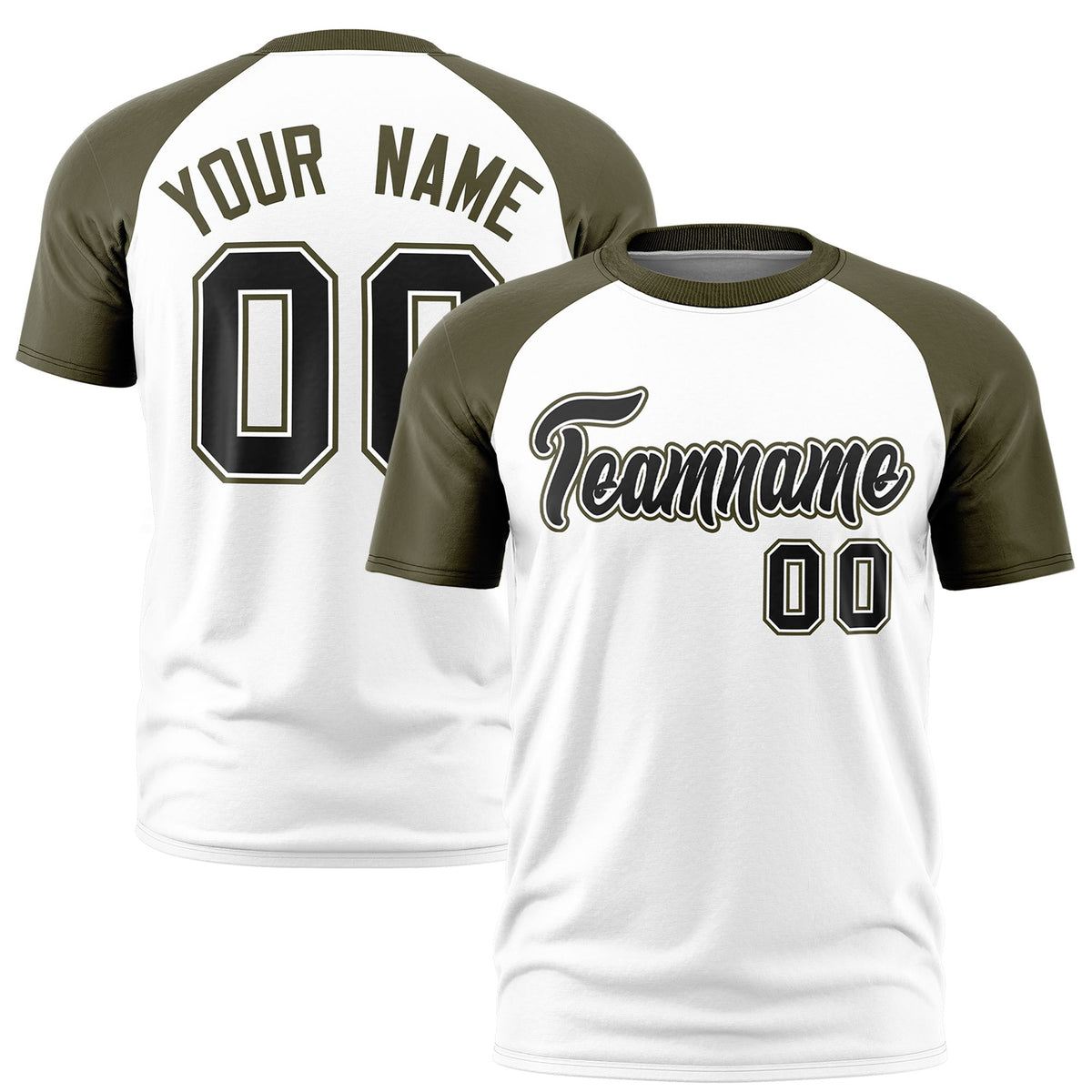 Custom White Olive Raglan Sleeves Performance T-Shirt