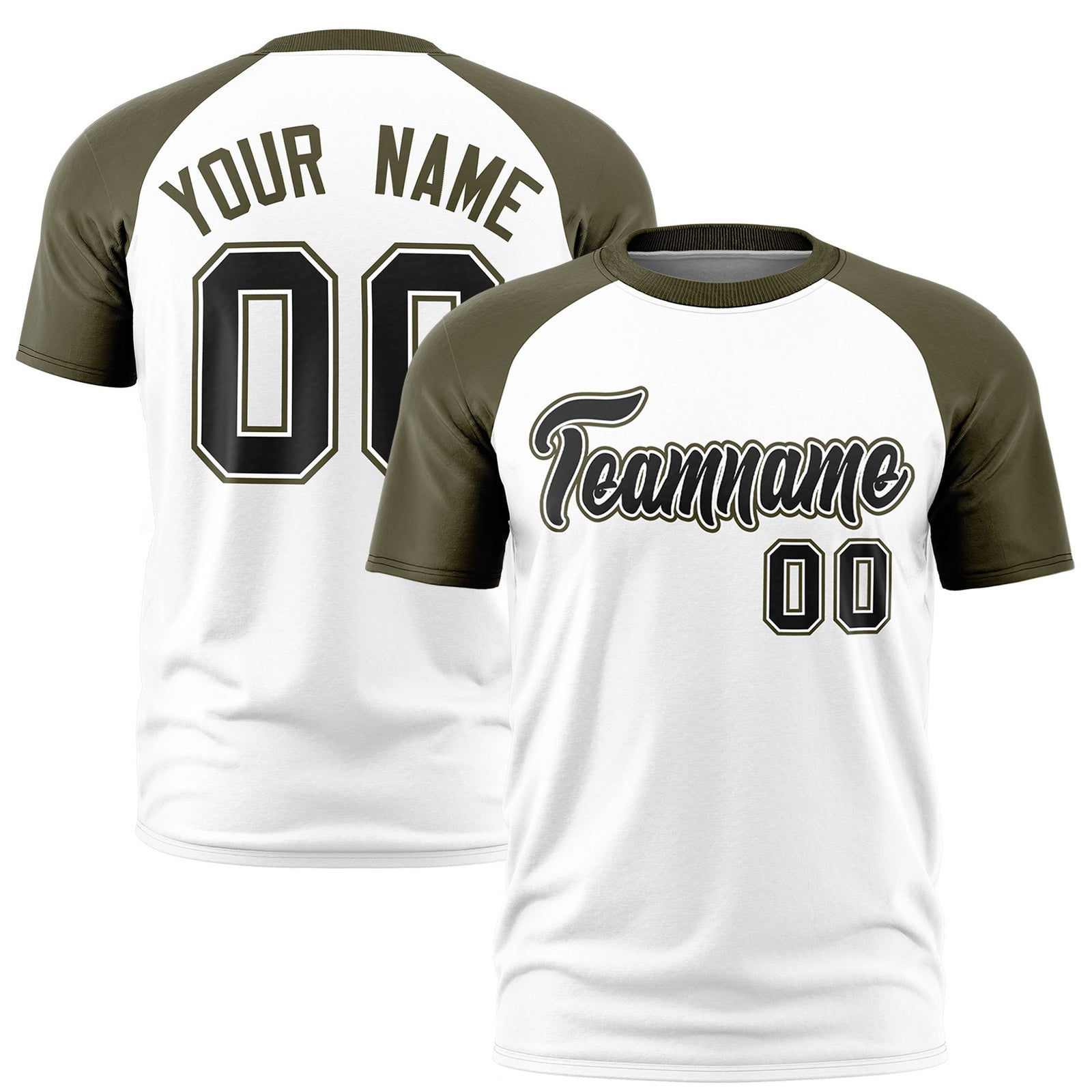 Custom White Olive Raglan Sleeves Performance T-Shirt