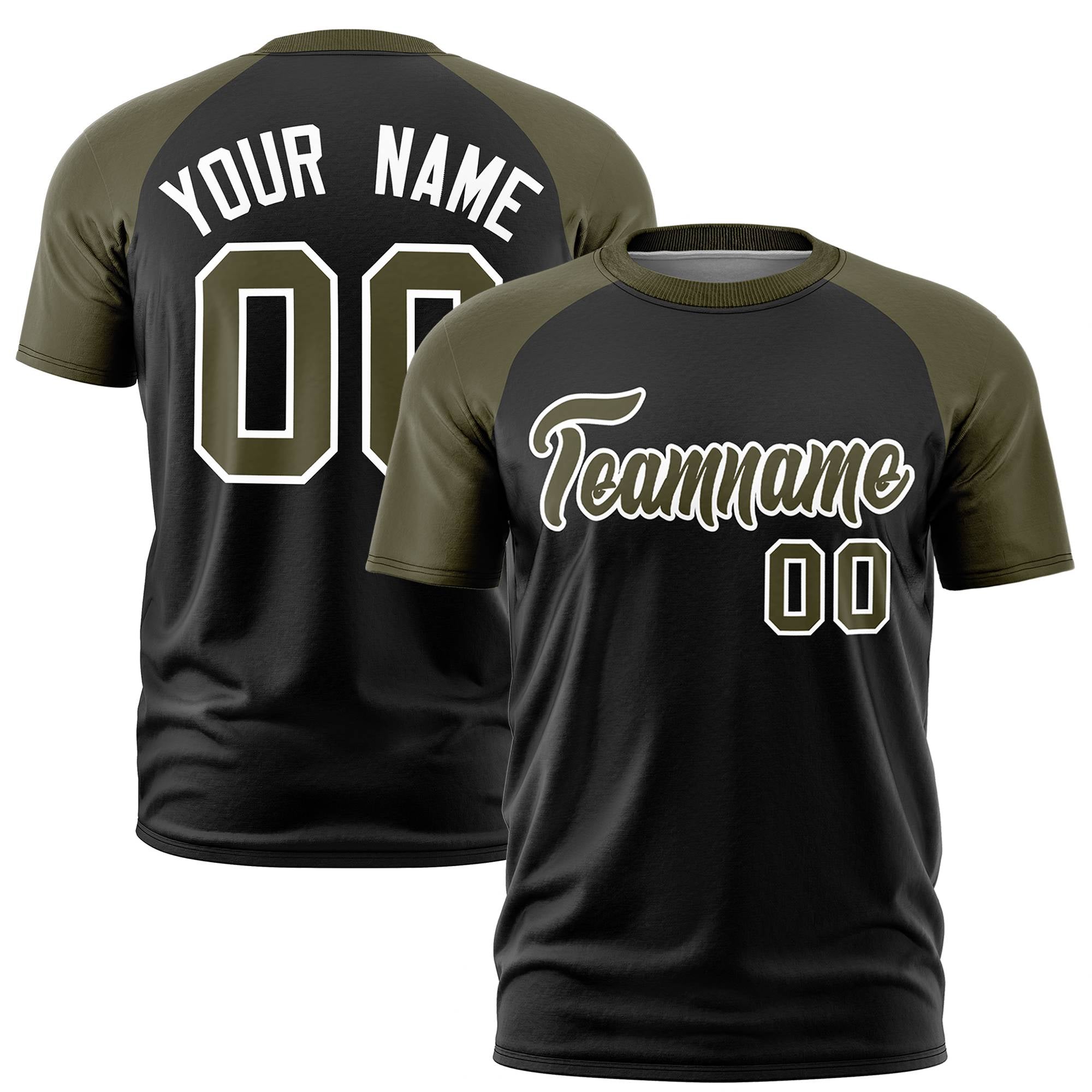 Custom Black Olive Raglan Sleeves Performance T-Shirt