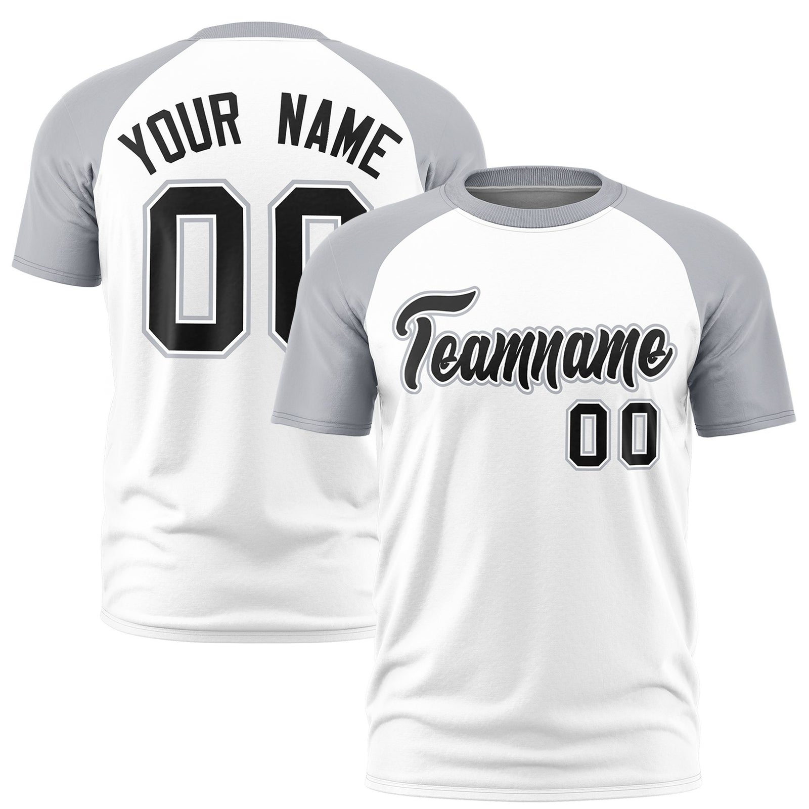 Custom White Gray Raglan Sleeves Performance T-Shirt
