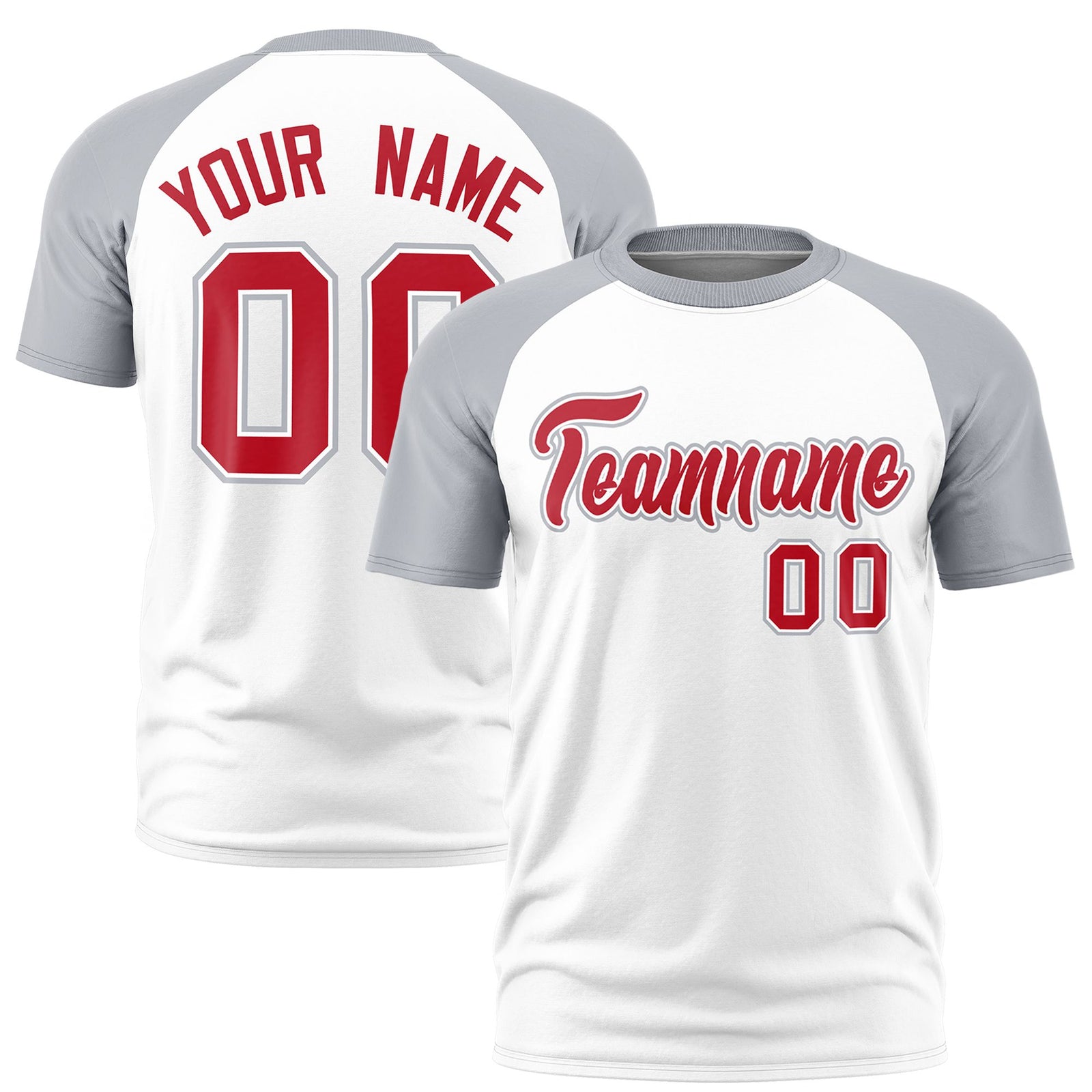 Custom White Gray Raglan Sleeves Performance T-Shirt