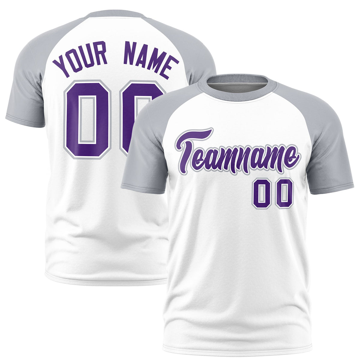 Custom White Gray Raglan Sleeves Performance T-Shirt