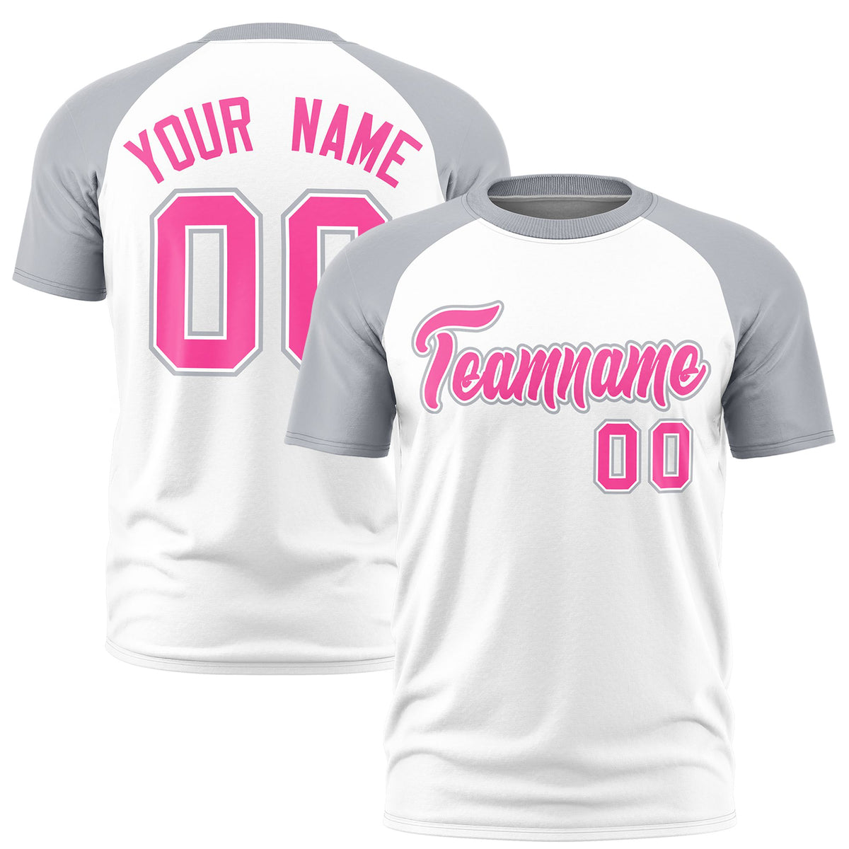 Custom White Gray Raglan Sleeves Performance T-Shirt
