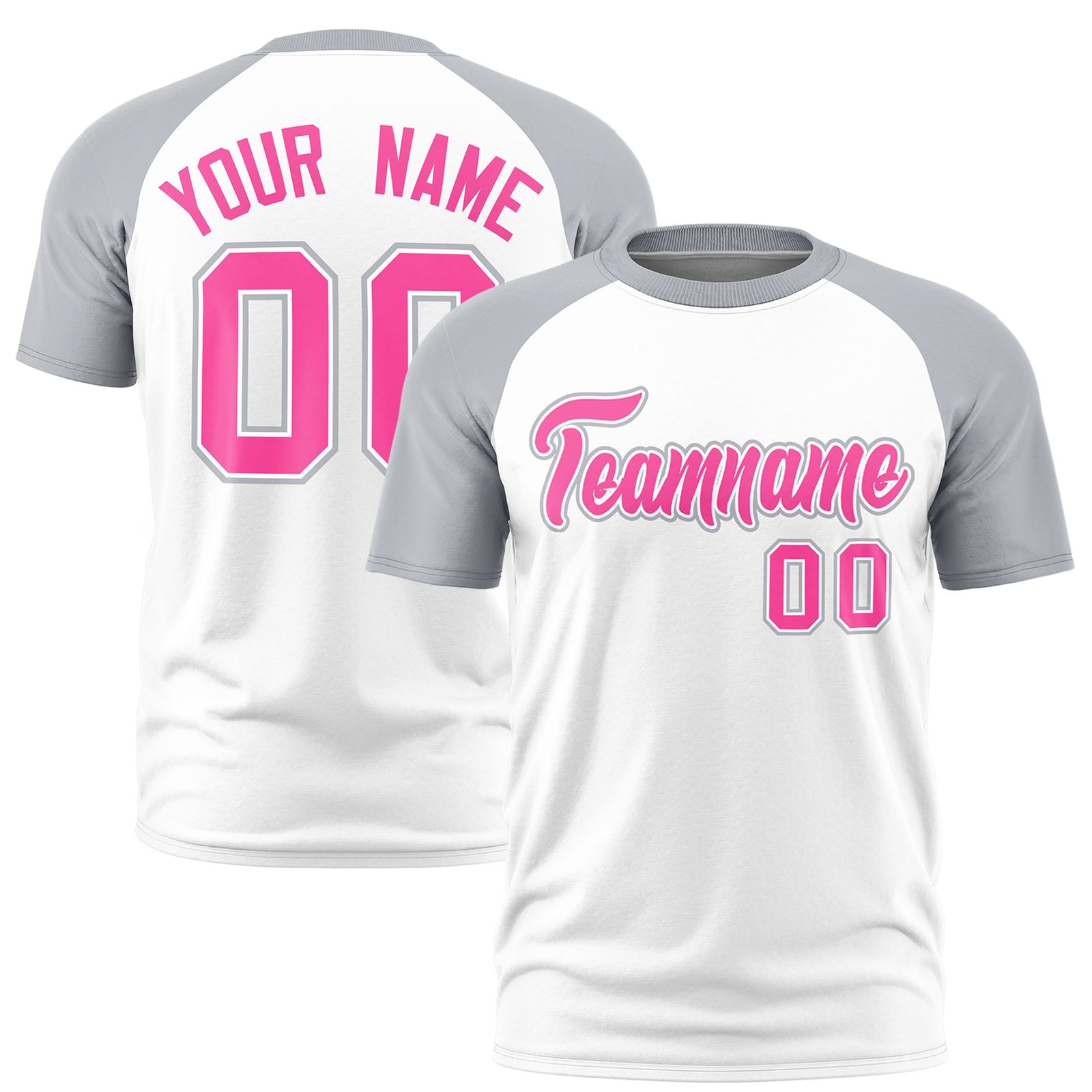 Custom White Gray Raglan Sleeves Performance T-Shirt
