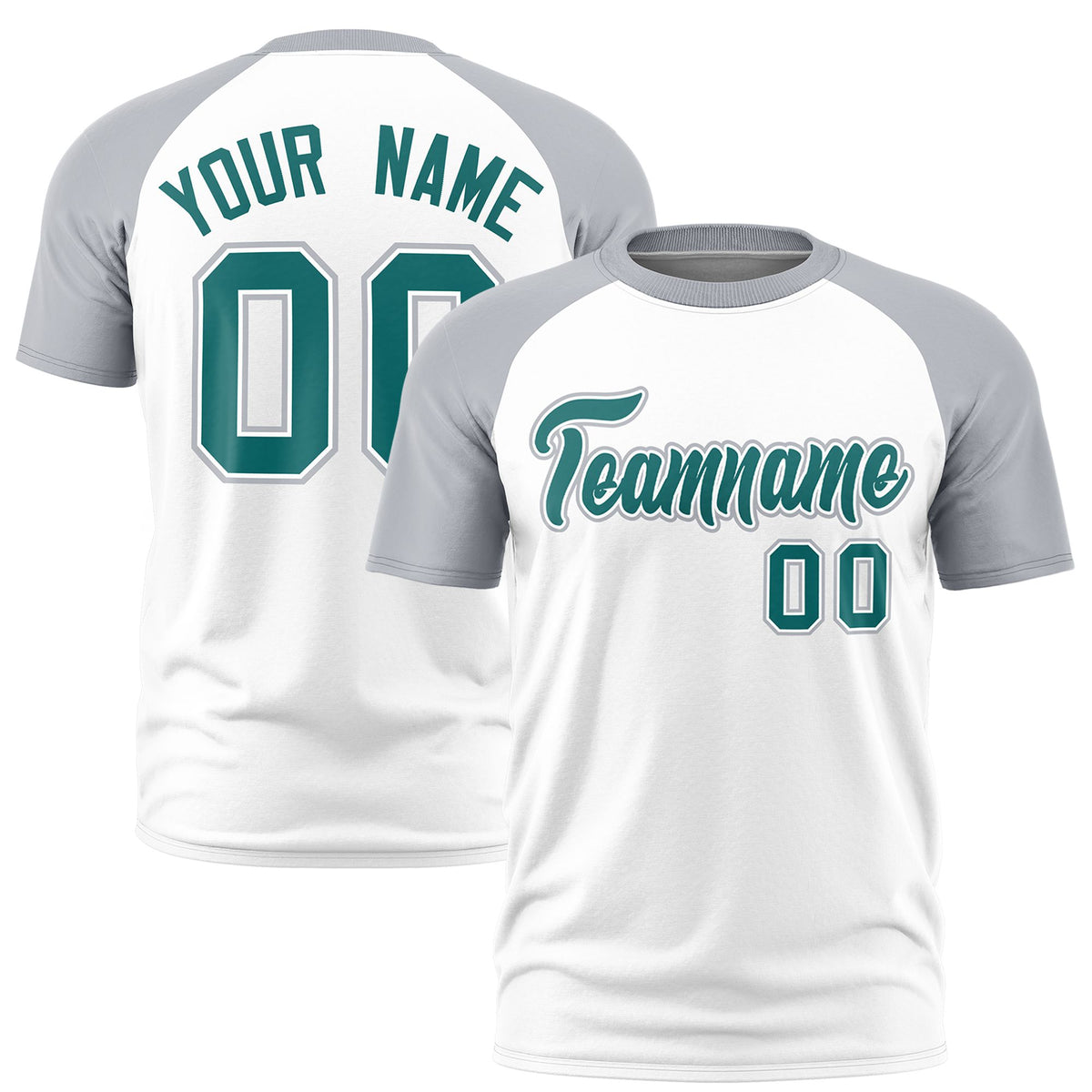 Custom White Gray Raglan Sleeves Performance T-Shirt