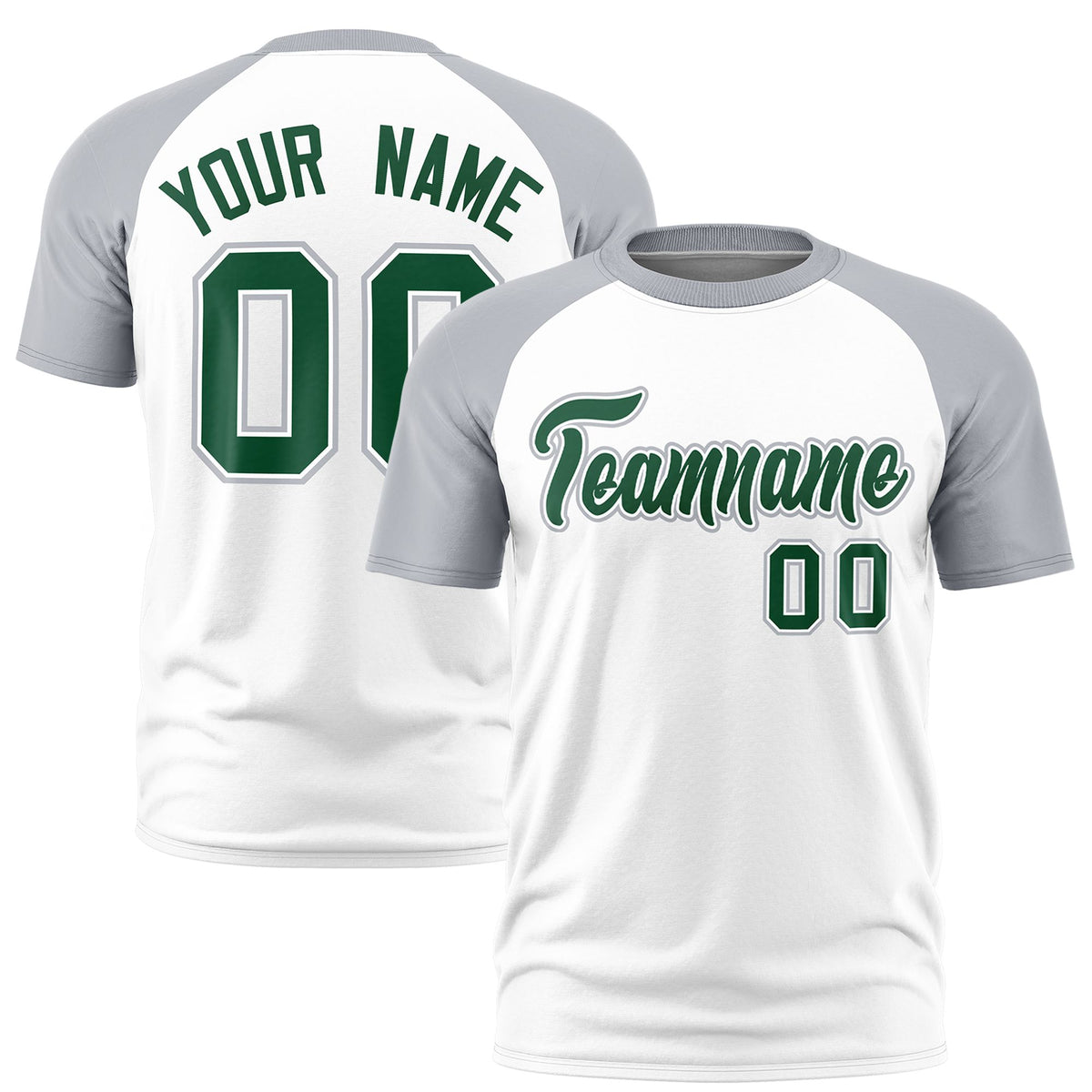 Custom White Gray Raglan Sleeves Performance T-Shirt