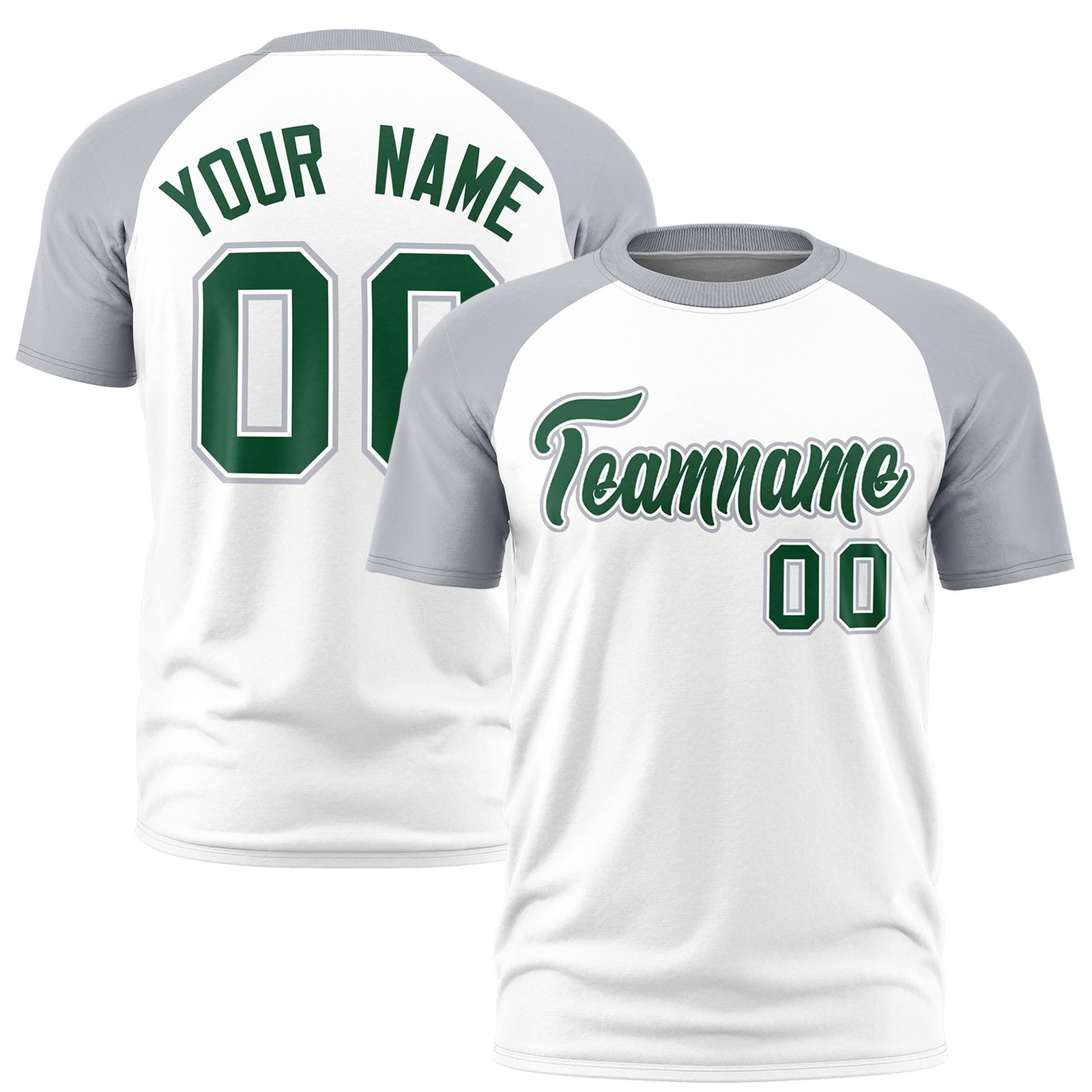 Custom White Gray Raglan Sleeves Performance T-Shirt