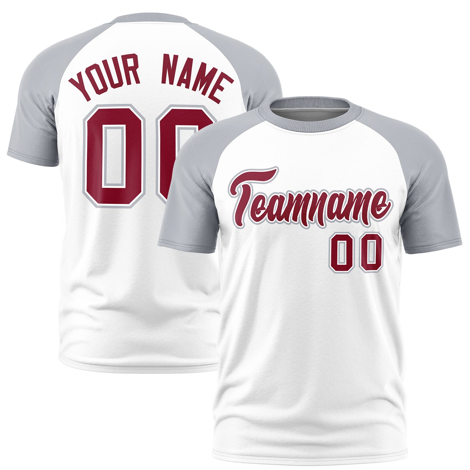 Custom White Gray Raglan Sleeves Performance T-Shirt