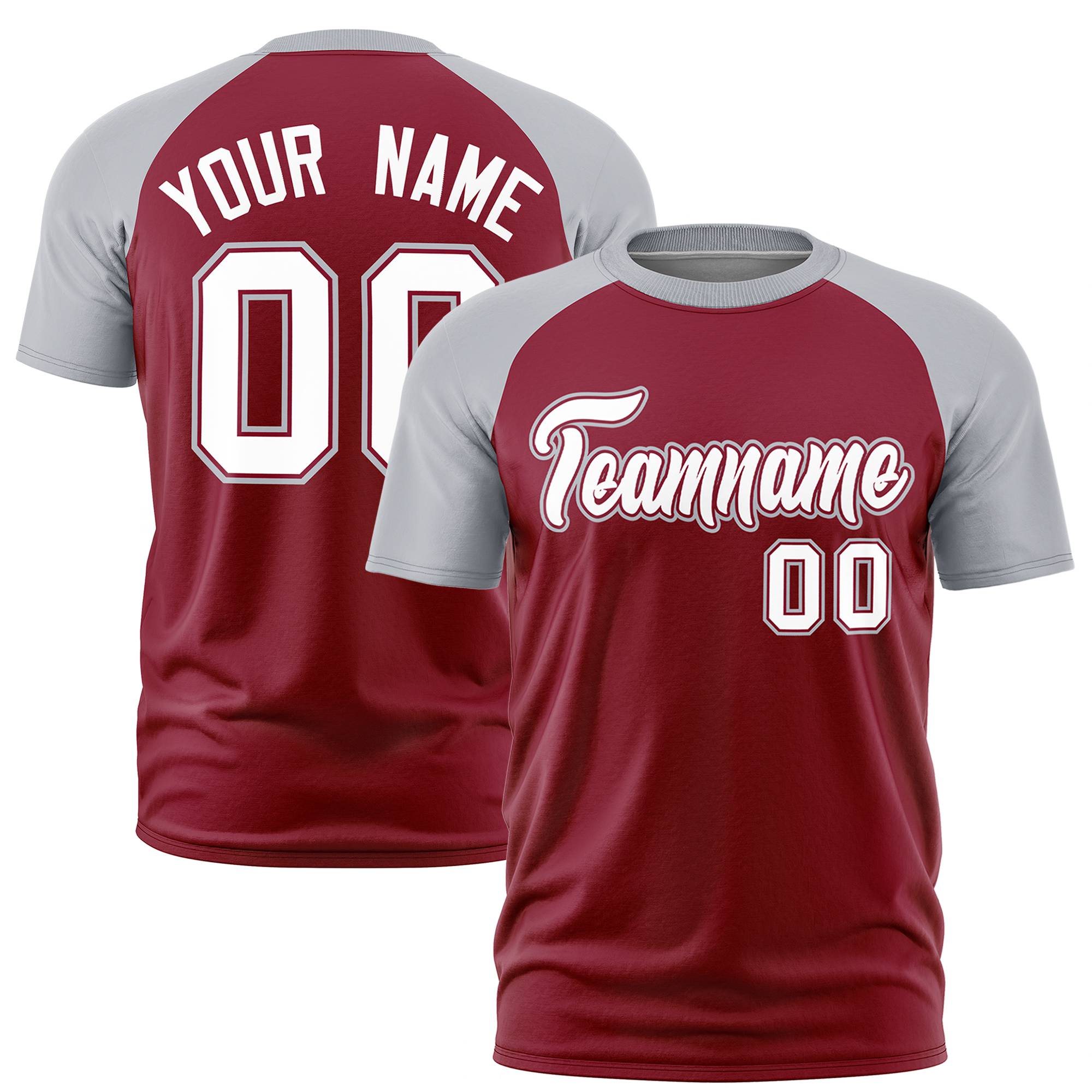 Custom Crimson Gray Raglan Sleeves Performance T-Shirt