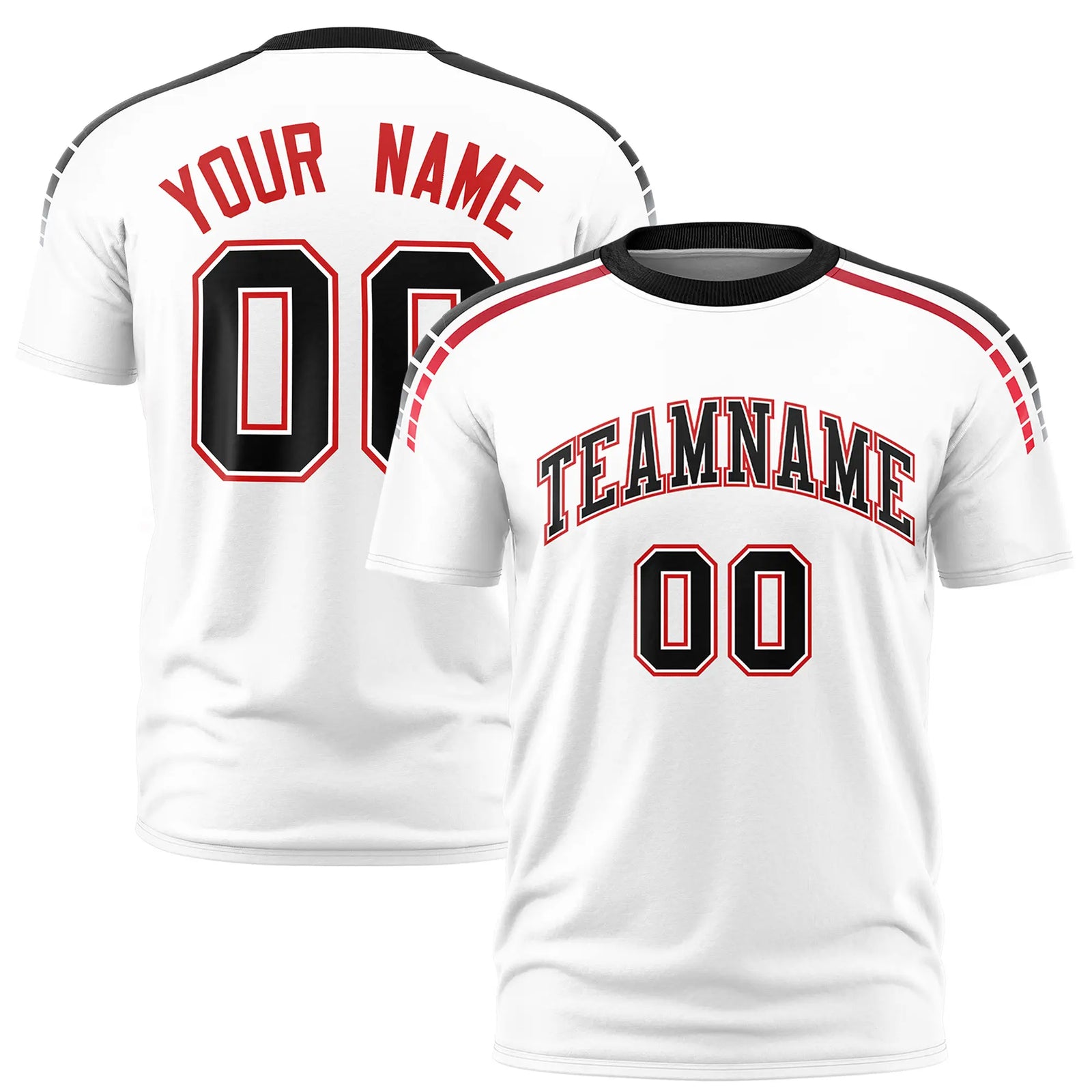 Custom White Black-Red Performance T-Shirt