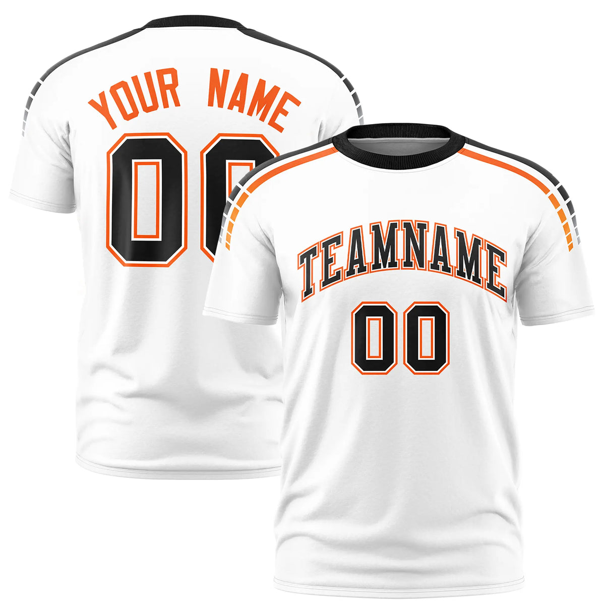 Custom White Black-Orange Performance T-Shirt