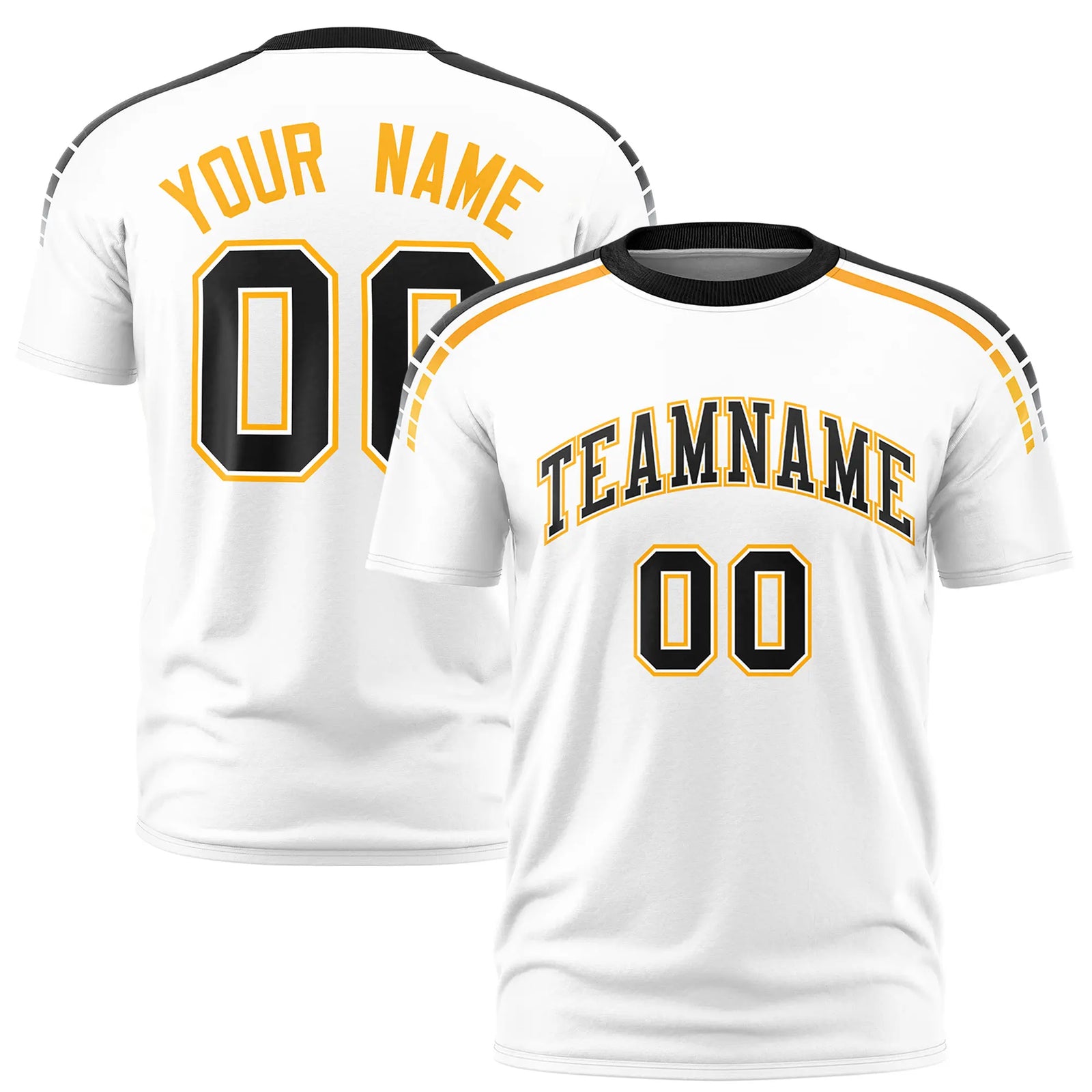 Custom White Black-Yellow Performance T-Shirt