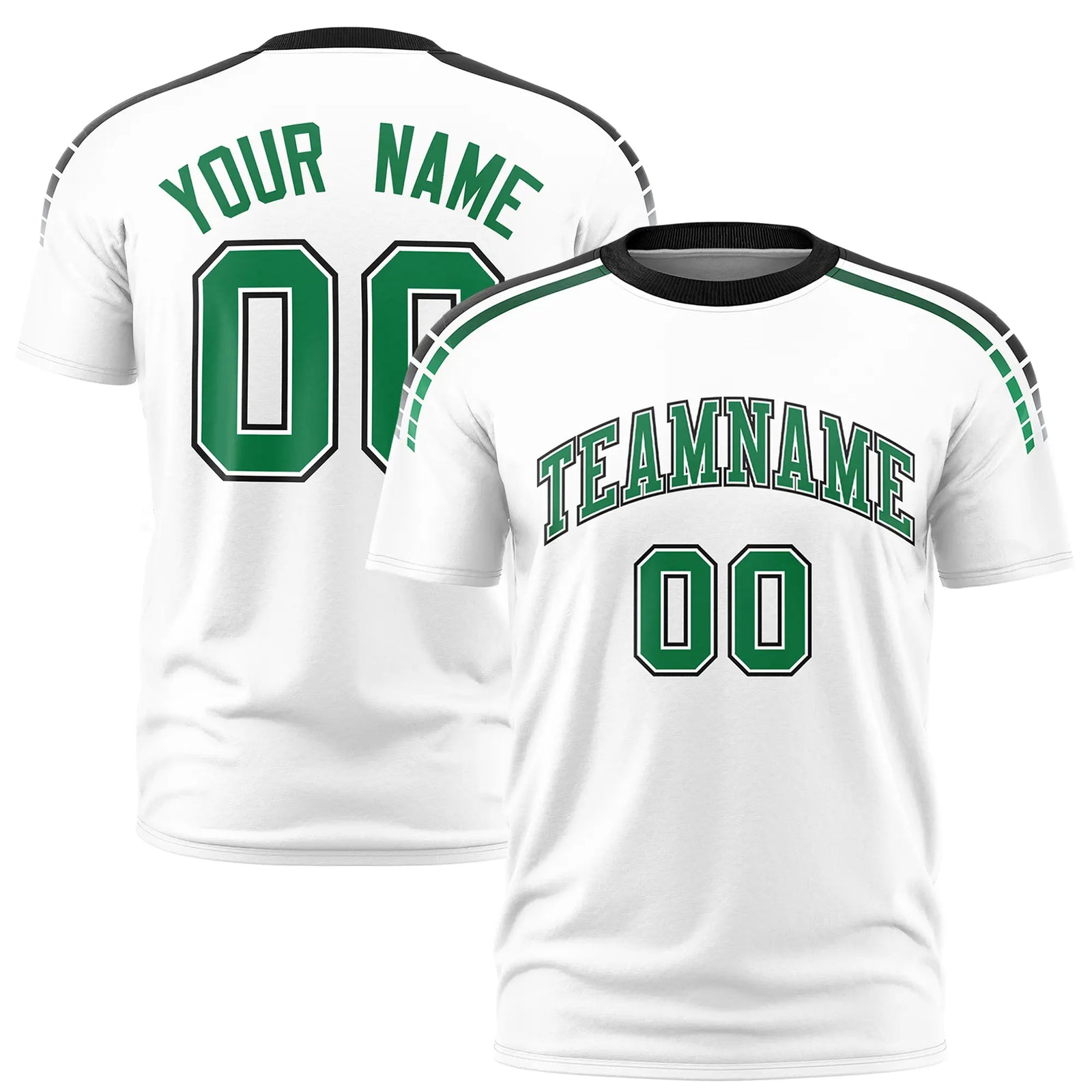Custom White Black-Kelly Green Performance T-Shirt