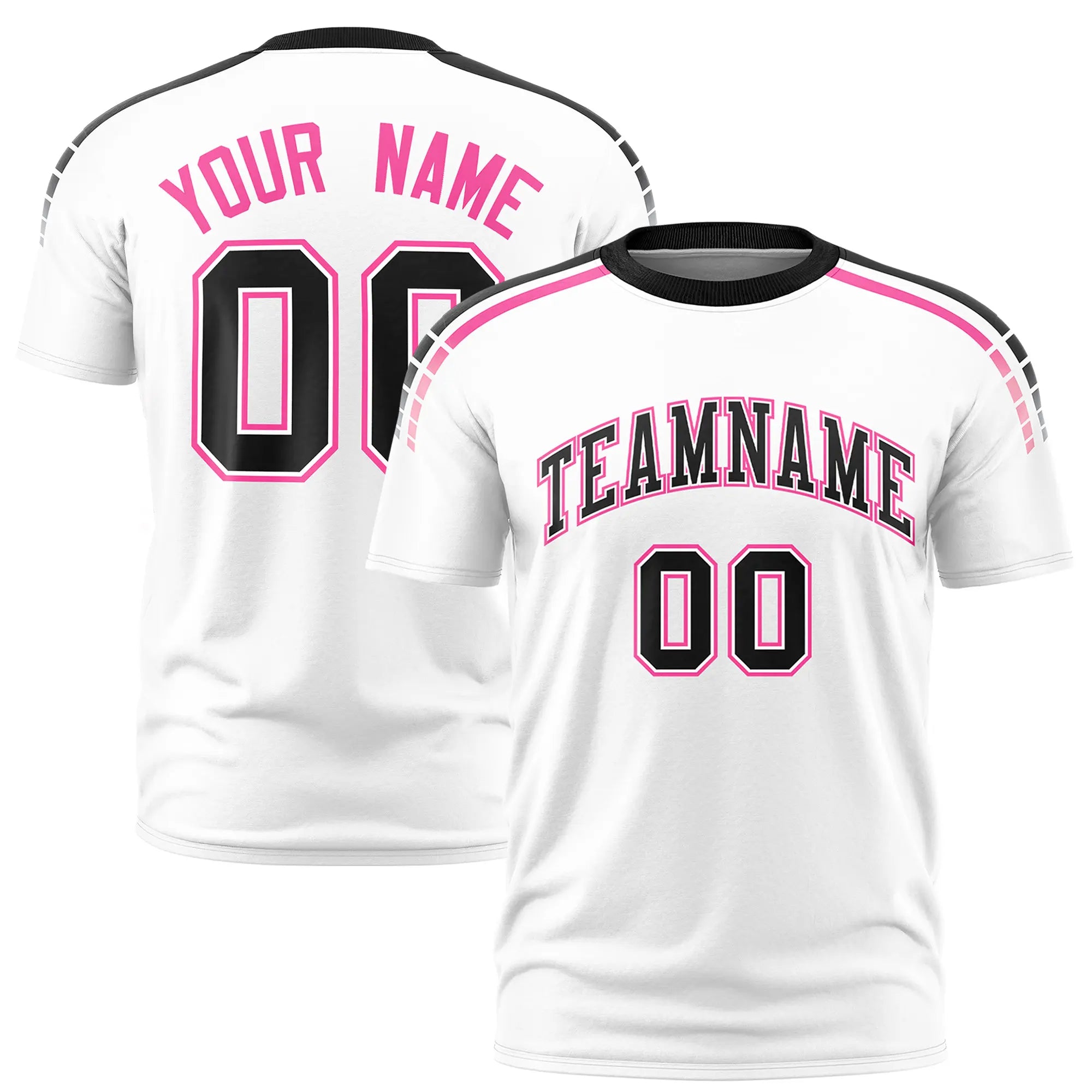 Custom White Black-Pink Performance T-Shirt