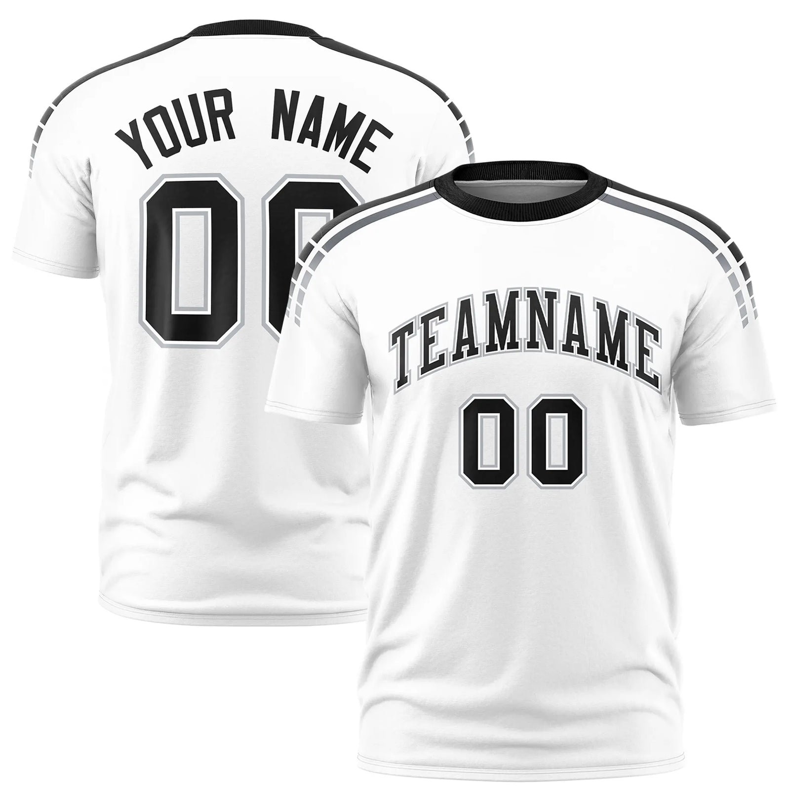 Custom White Black-Gray Performance T-Shirt