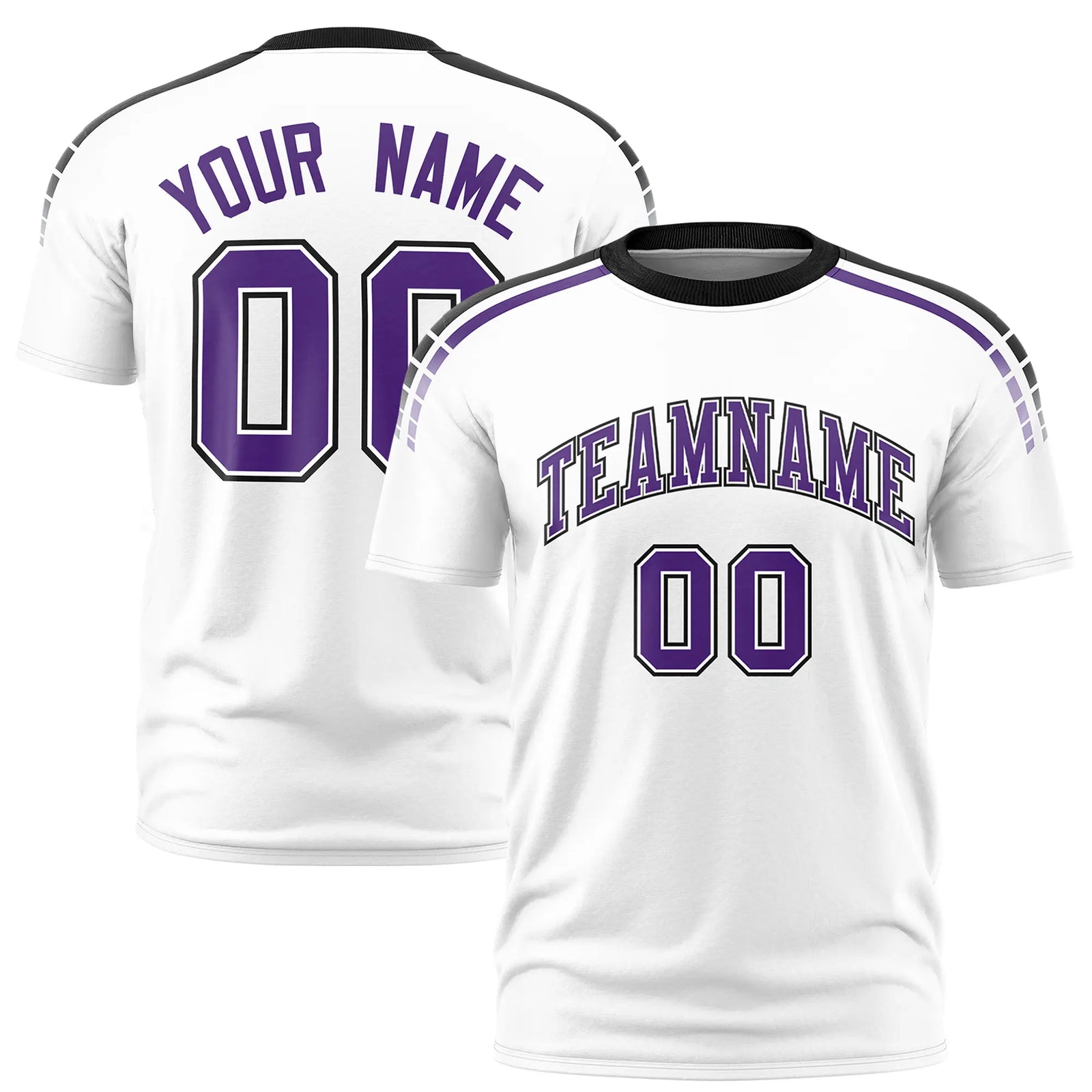 Custom White Black-Purple Performance T-Shirt