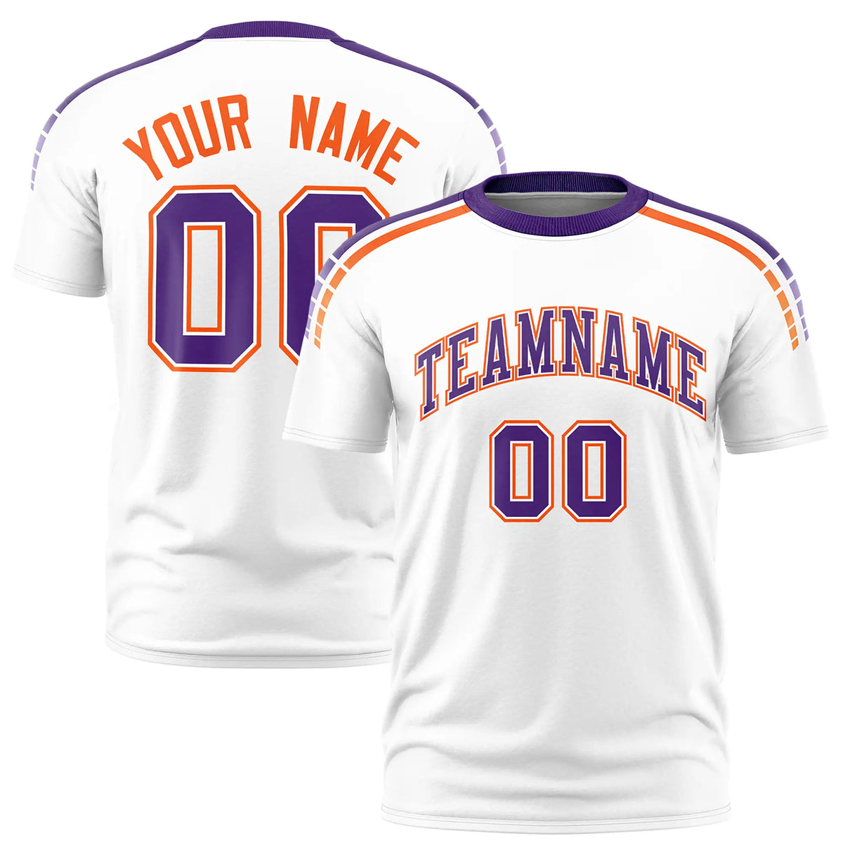 Custom White Purple-Orange Performance T-Shirt
