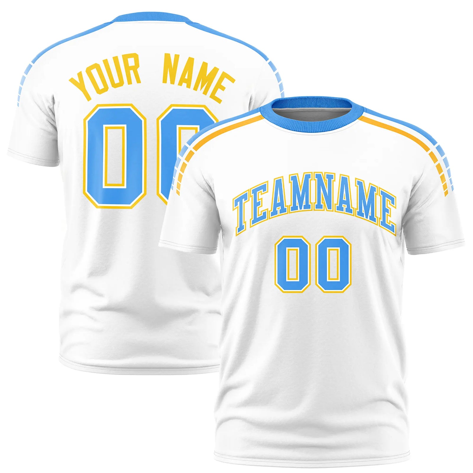 Custom White Powder Blue-Gold01 Performance T-Shirt