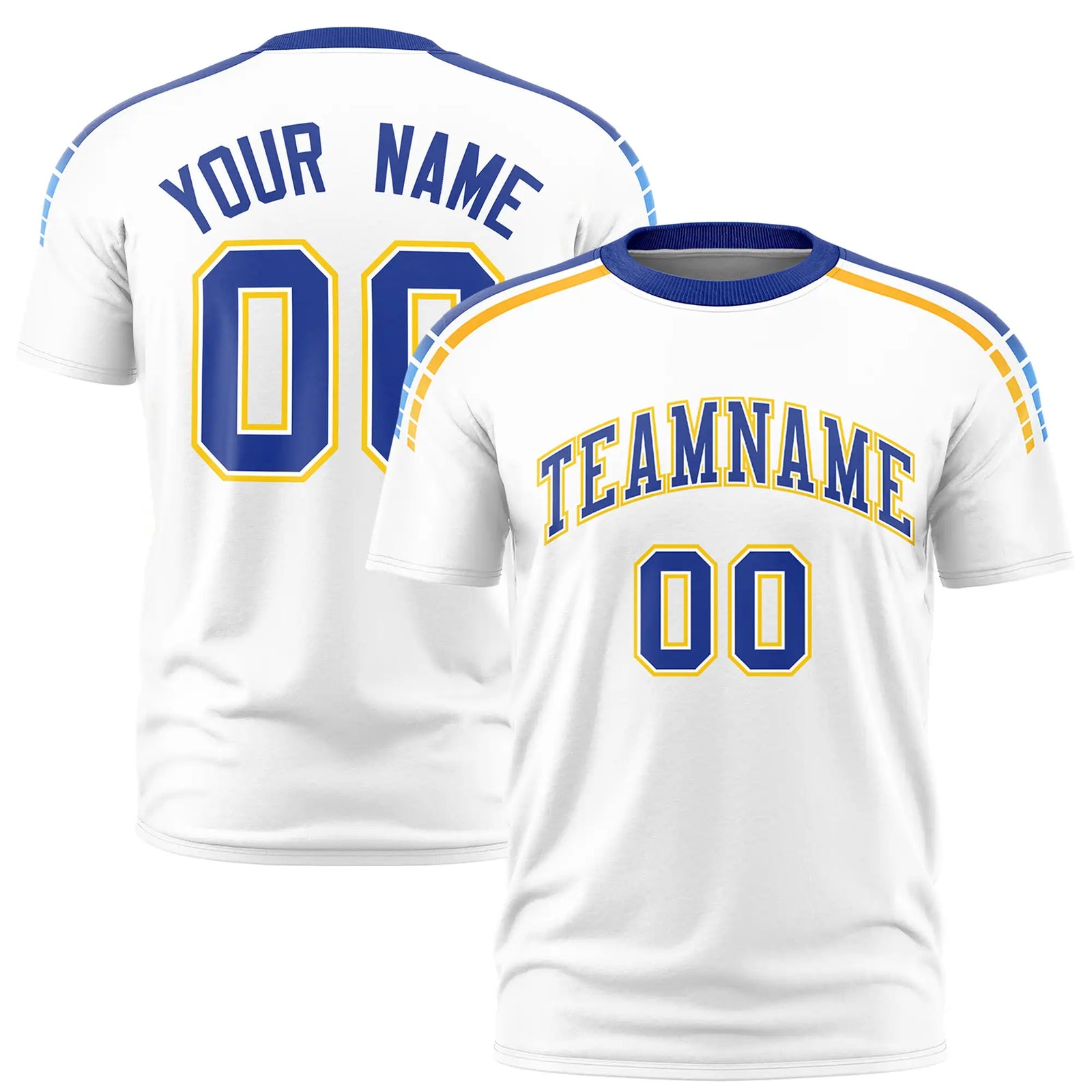 Custom White Royal Blue-Gold01 Performance T-Shirt