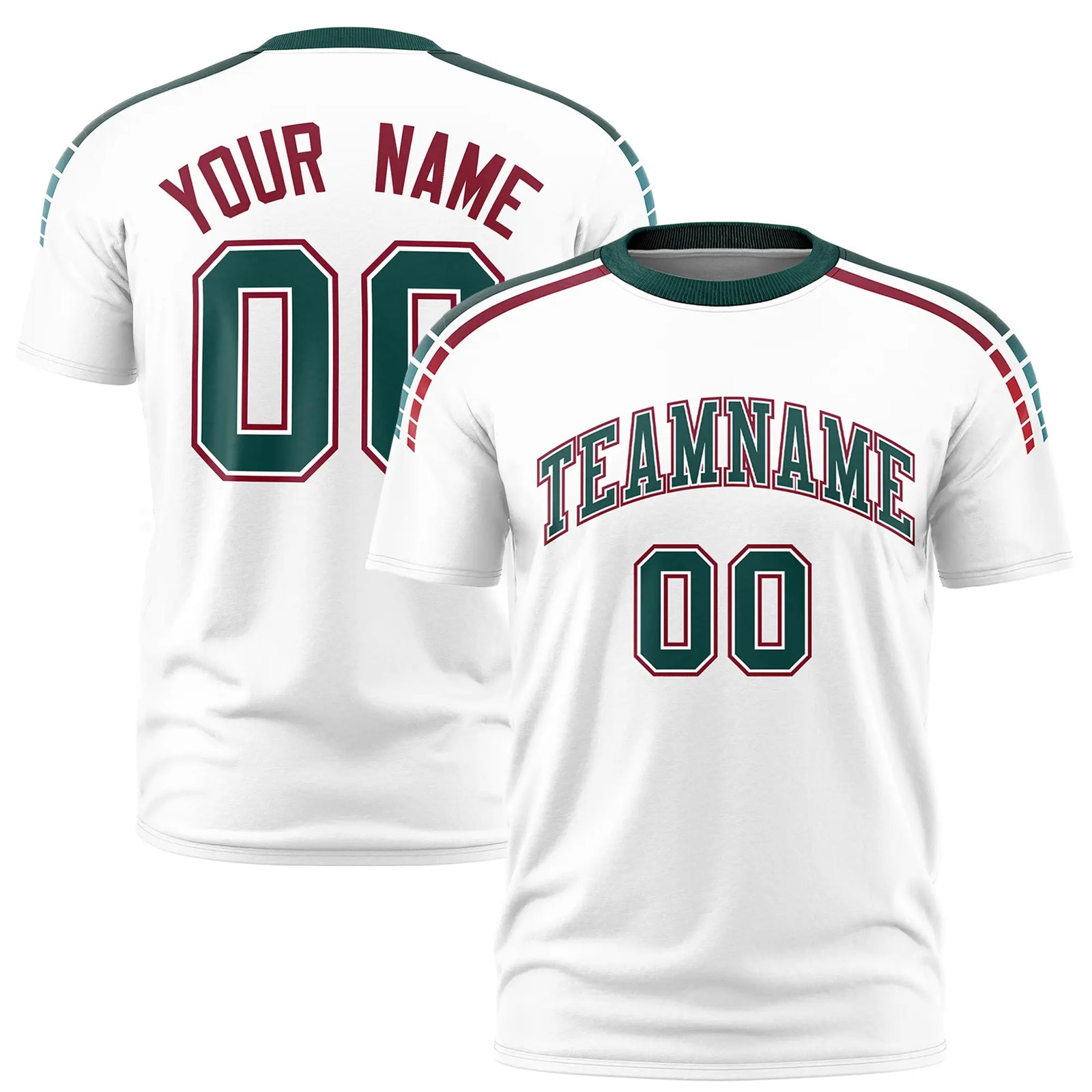 Custom White Midnight Green-Crimson Performance T-Shirt
