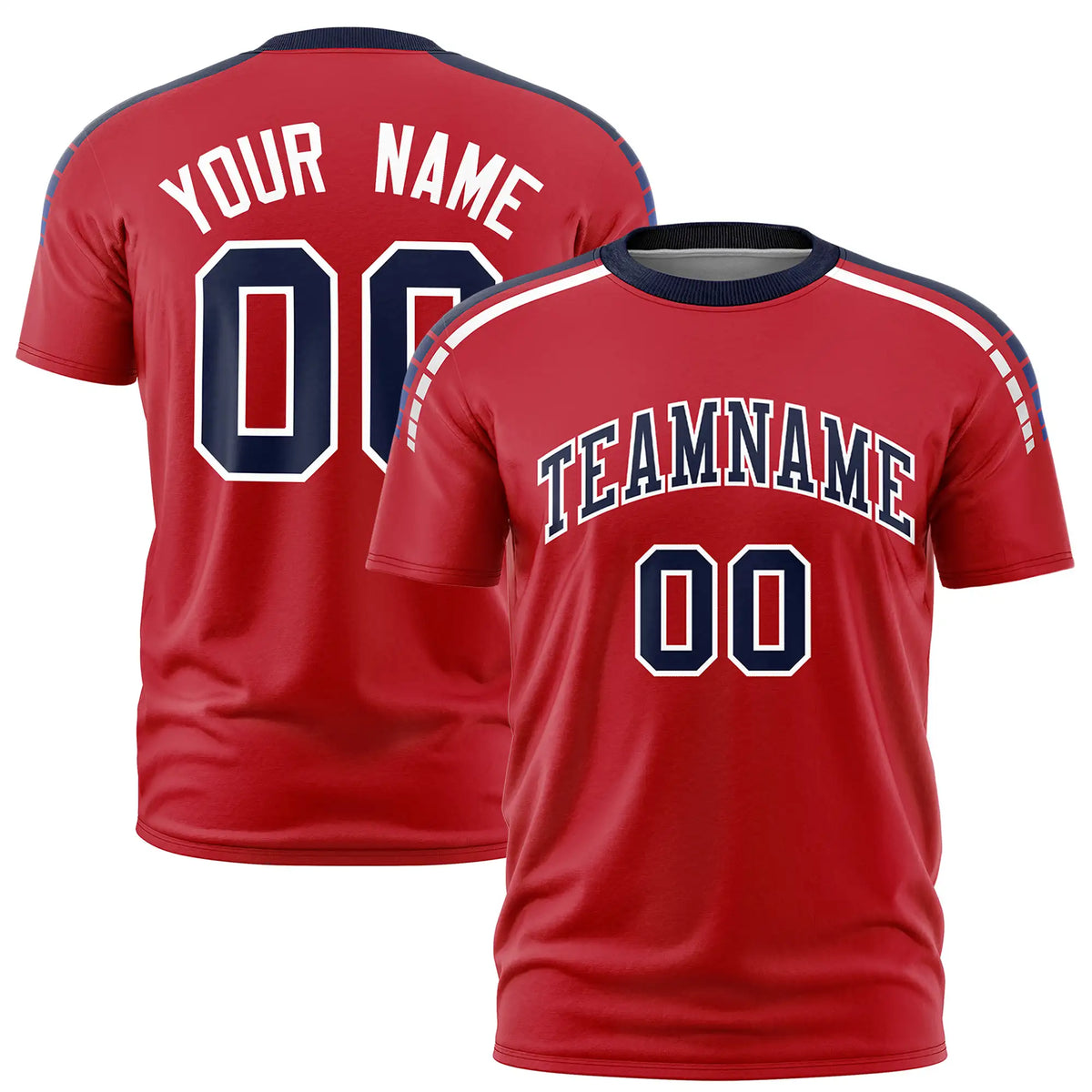 Custom Red Navy-White Performance T-Shirt