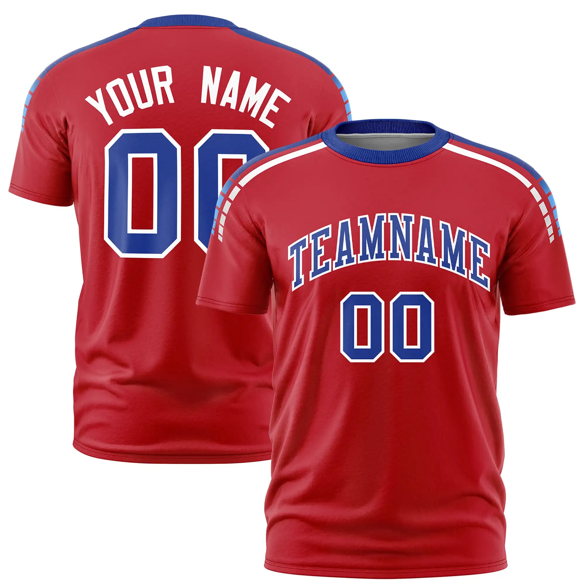 Custom Red Royal Blue-White Performance T-Shirt