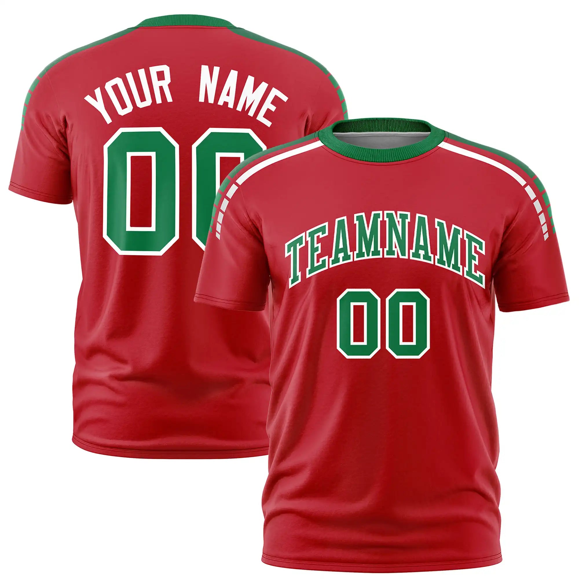 Custom Red Kelly Green-White Performance T-Shirt