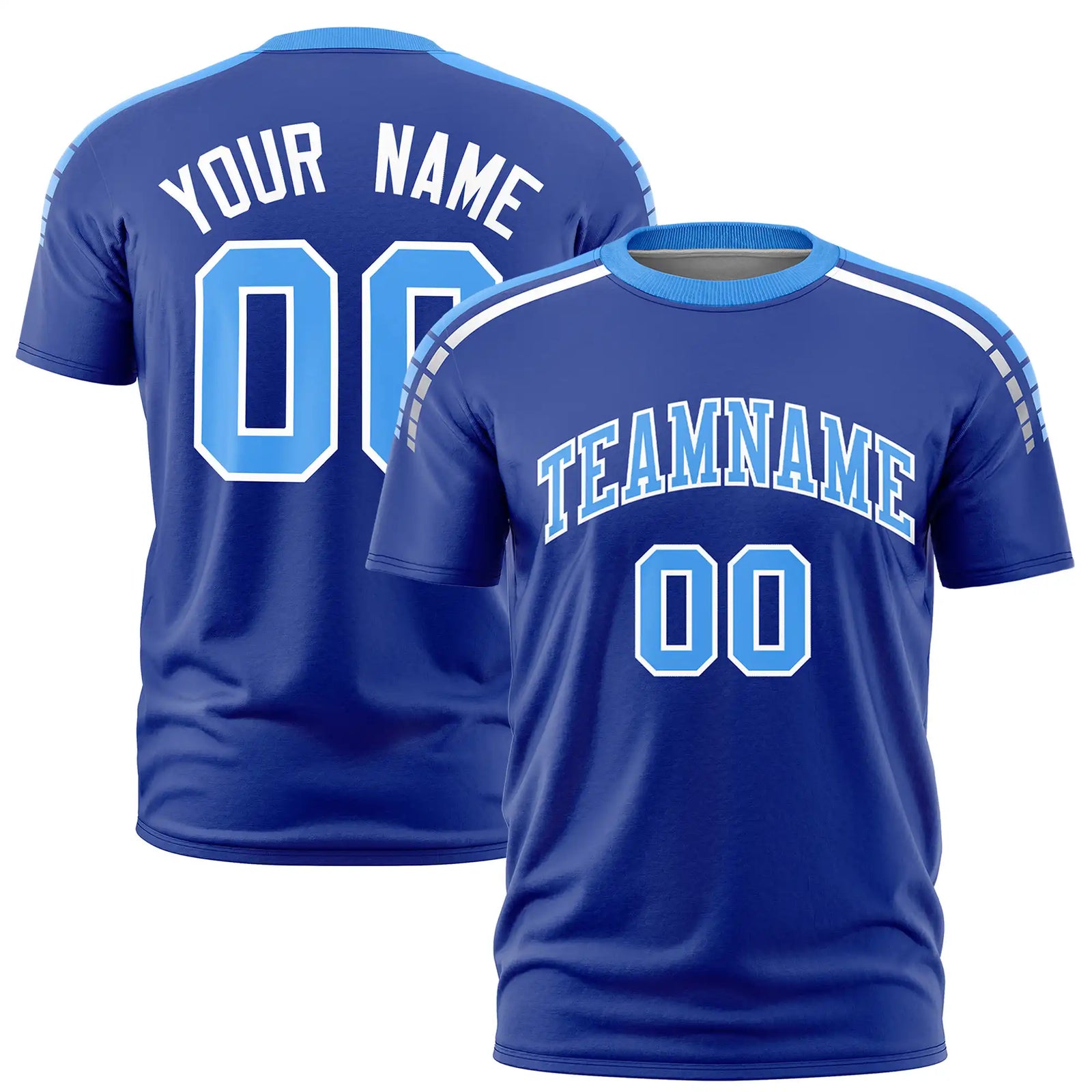 Custom Royal Blue Powder Blue-White Performance T-Shirt