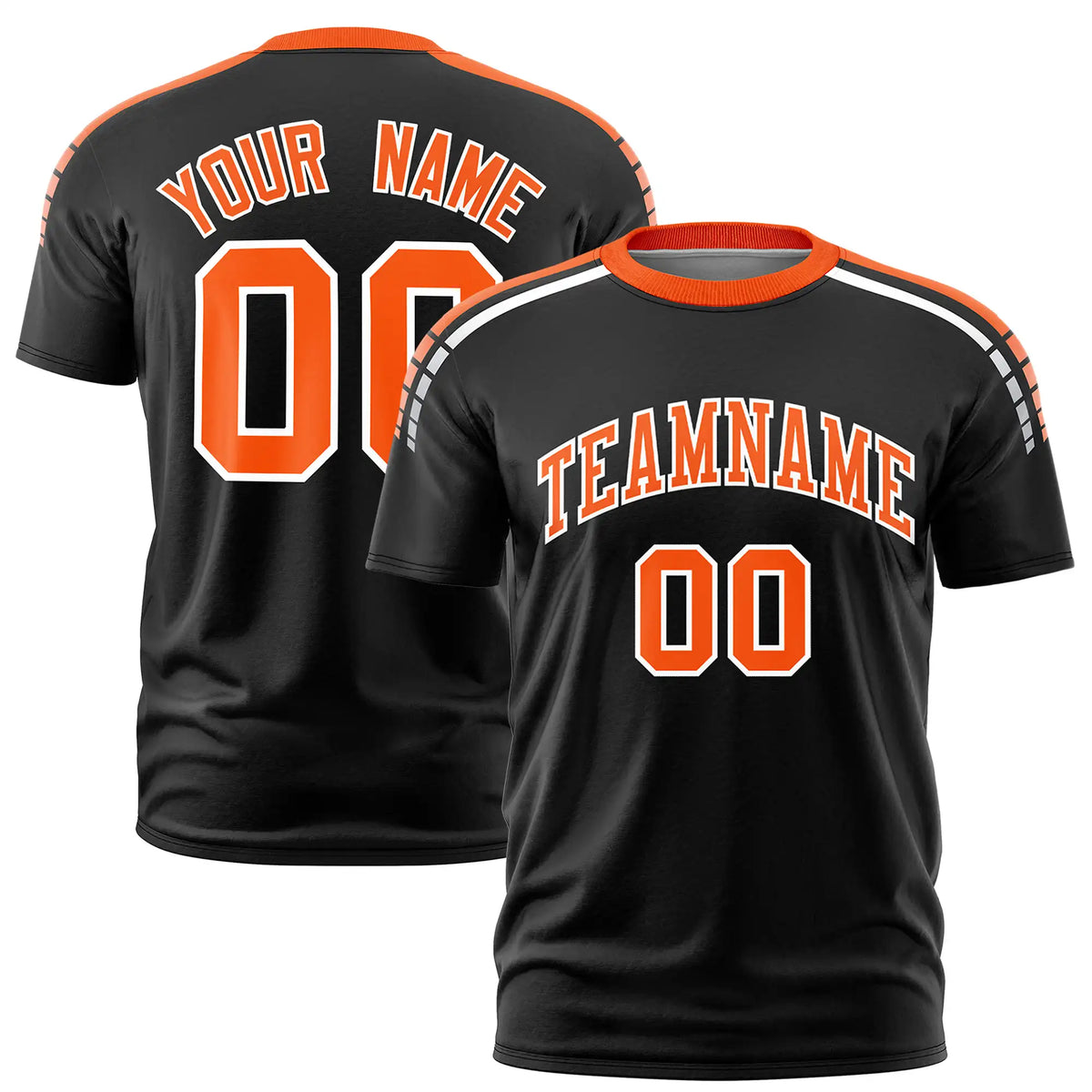 Custom Black Orange-White Performance T-Shirt