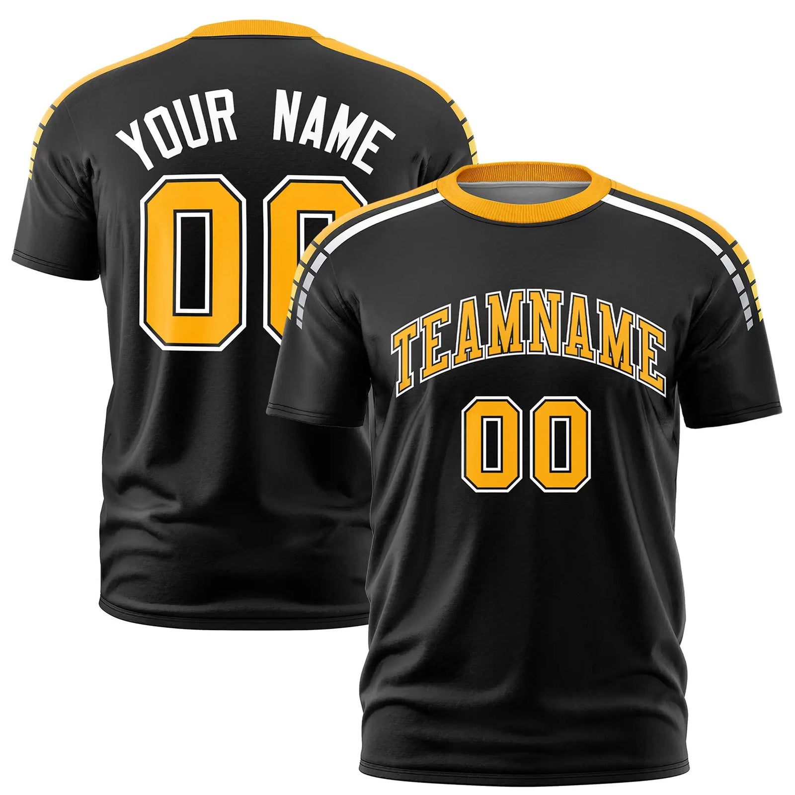 Custom Black Yellow-White Performance T-Shirt