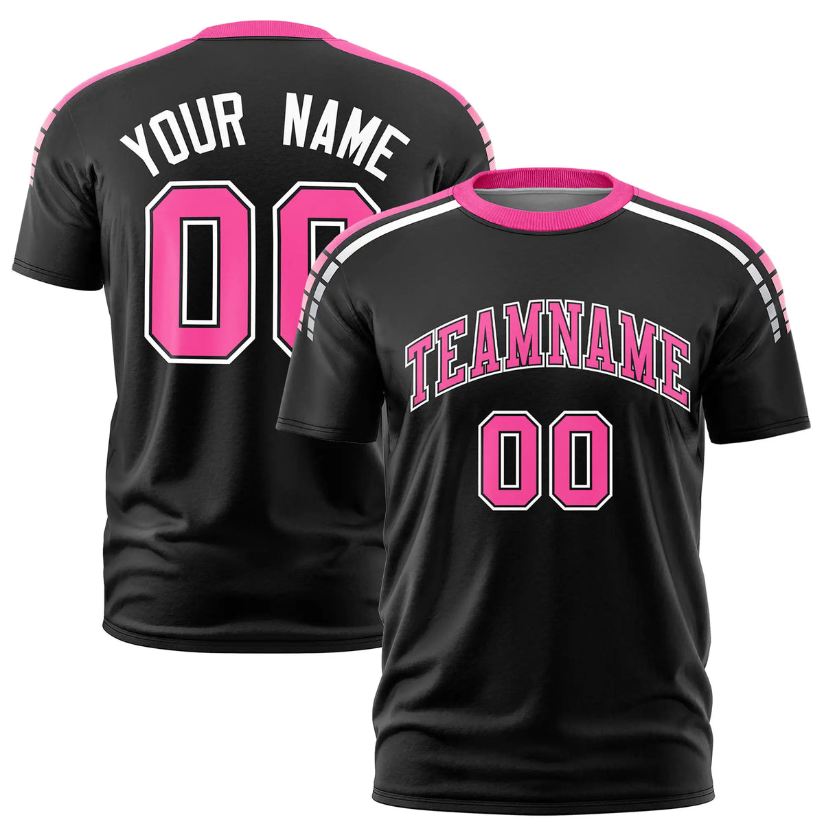 Custom Black Pink-White Performance T-Shirt