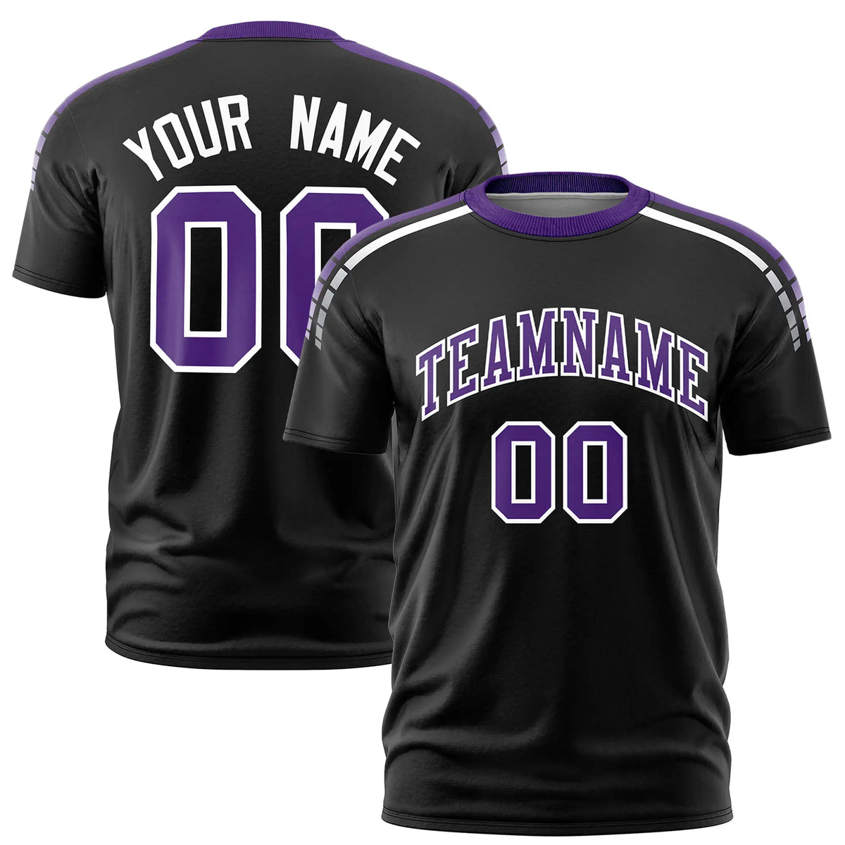 Custom Black Purple-White Performance T-Shirt