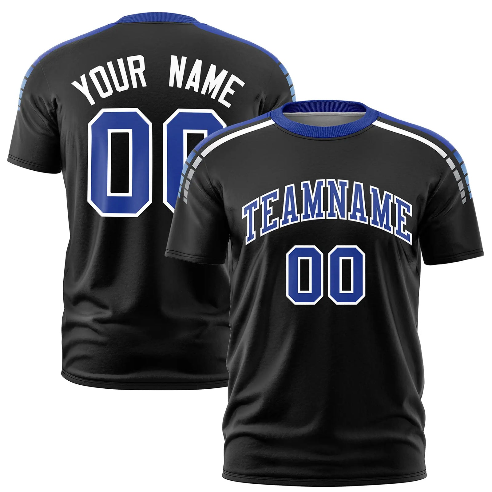 Custom Black Royal Blue-White Performance T-Shirt
