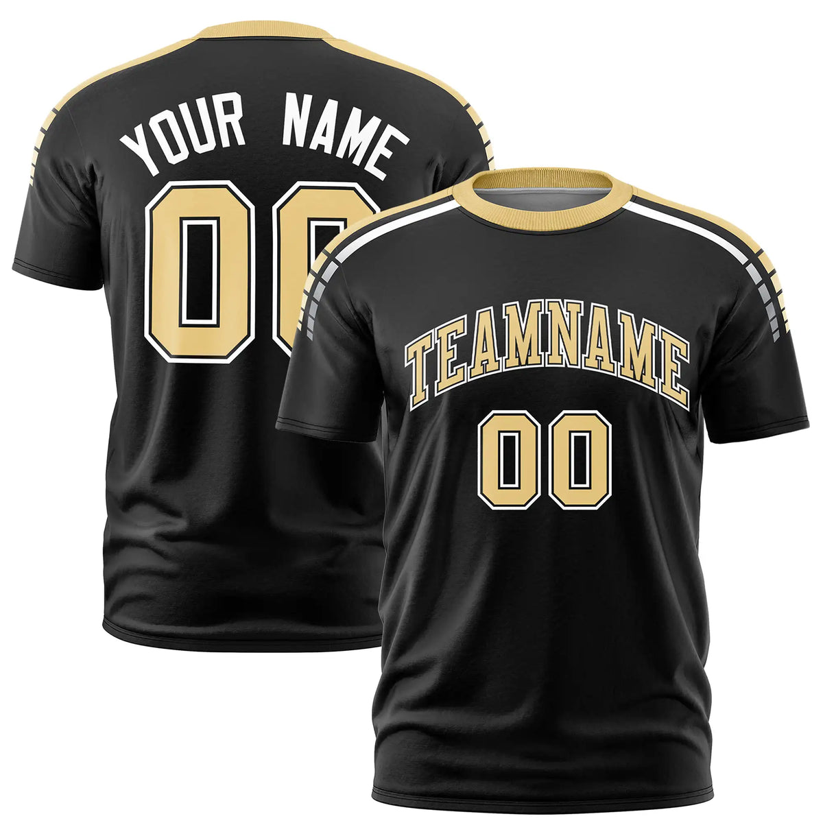 Custom Black Khaki-White Performance T-Shirt