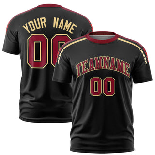 Custom Black Crimson-Khaki Performance T-Shirt - Style 1