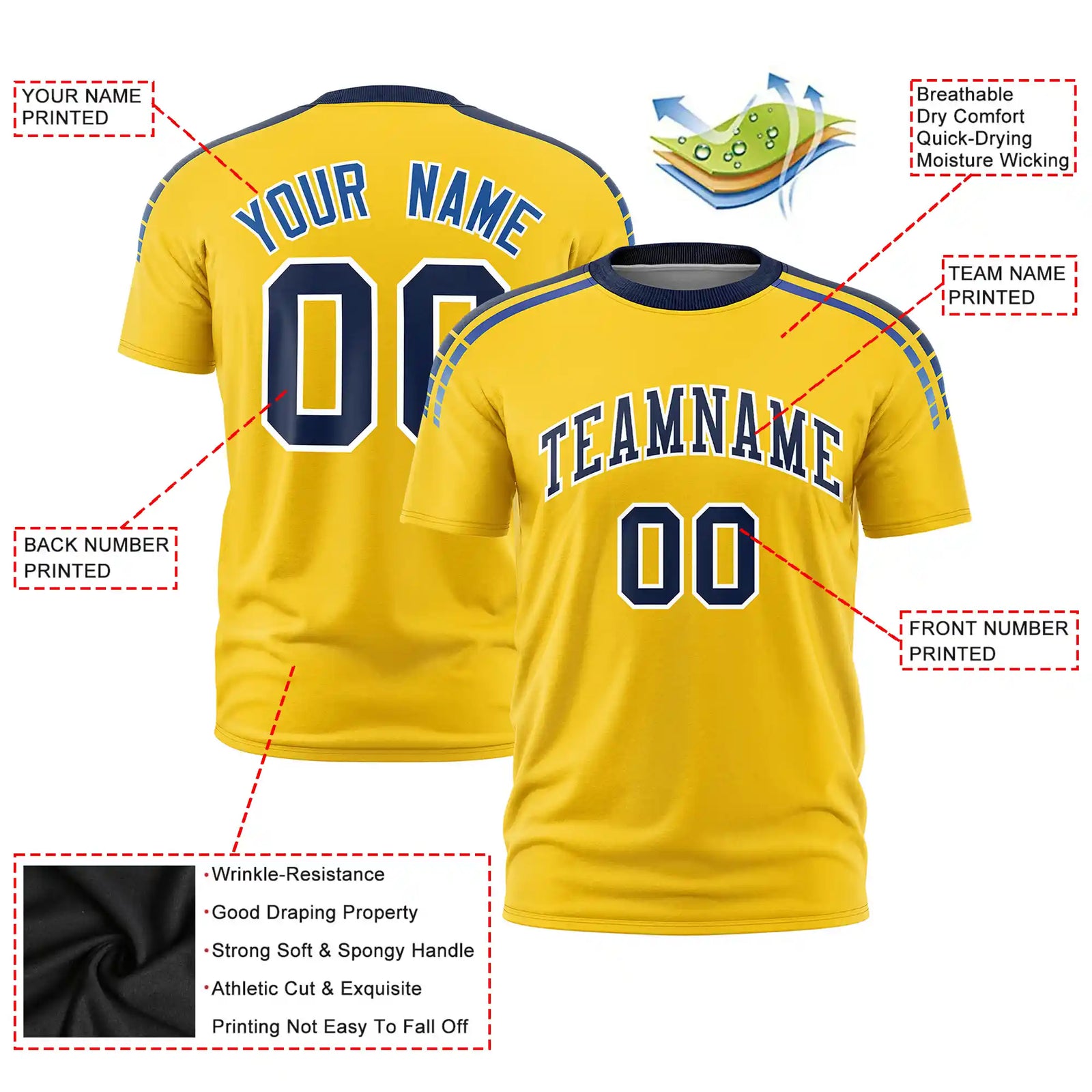 Custom Gold01 Navy-Royal Blue Performance T-Shirt