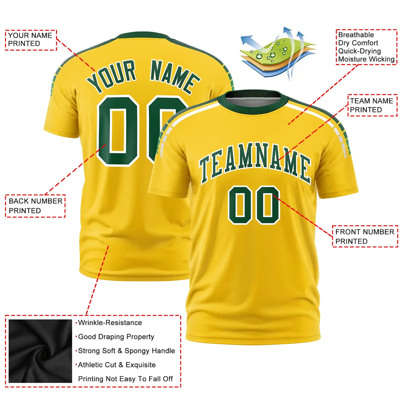 Custom Gold01 Green-White Performance T-Shirt