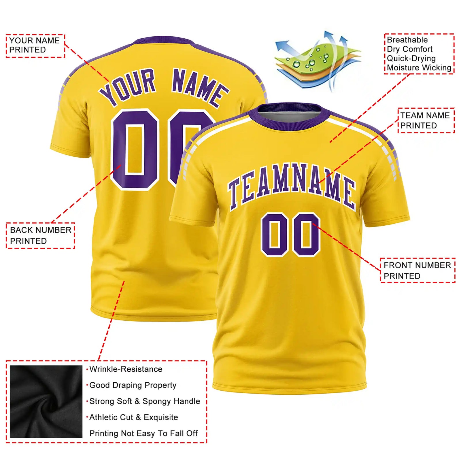 Custom Gold01 Purple-White Performance T-Shirt