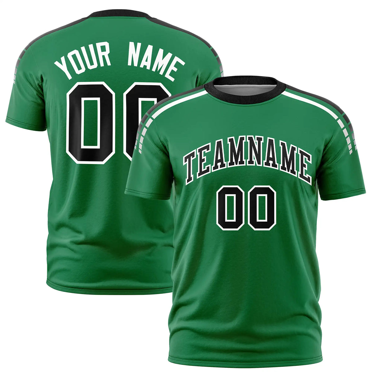 Custom Kelly Green Black-White Performance T-Shirt