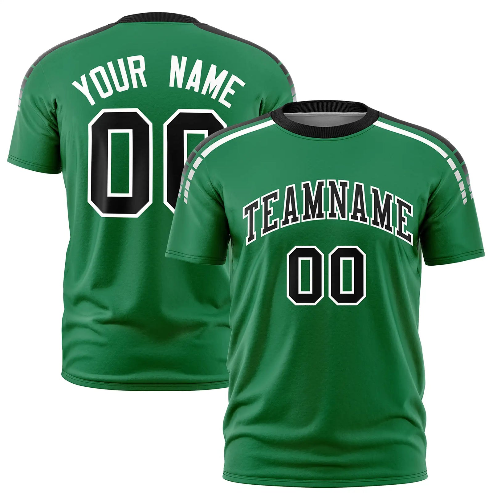 Custom Kelly Green Black-White Performance T-Shirt