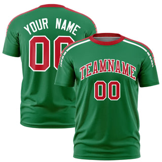 Custom Kelly Green Red-White Performance T-Shirt - Style 1