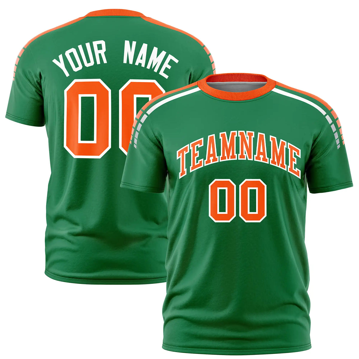 Custom Kelly Green Orange-White Performance T-Shirt