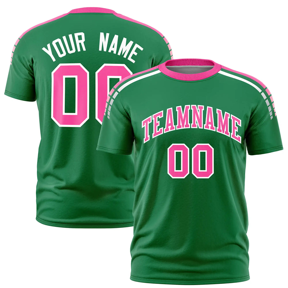 Custom Kelly Green Pink-White Performance T-Shirt