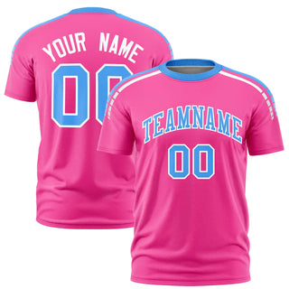 Custom Pink Powder Blue-White Performance T-Shirt - Style 1