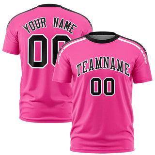 Camiseta deportiva personalizada en blanco y negro, rosa y azul - Estilo 1