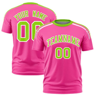 Camiseta deportiva personalizada rosa neón verde y blanca - Estilo 1