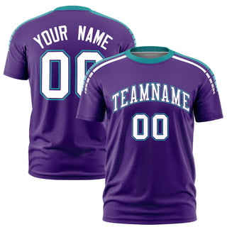 Camiseta de rendimiento personalizada en morado y blanco aguamarina - Estilo 1